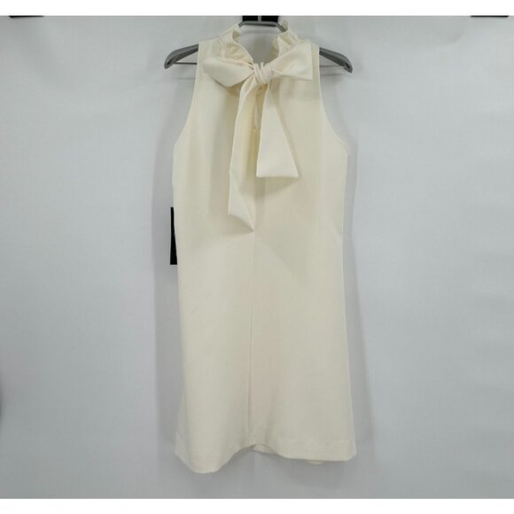 Tuckernuck Ivory Blythe Dress sz M Sleeveless Ruffle Collar Bow Cocktail Party - Picture 3 of 6